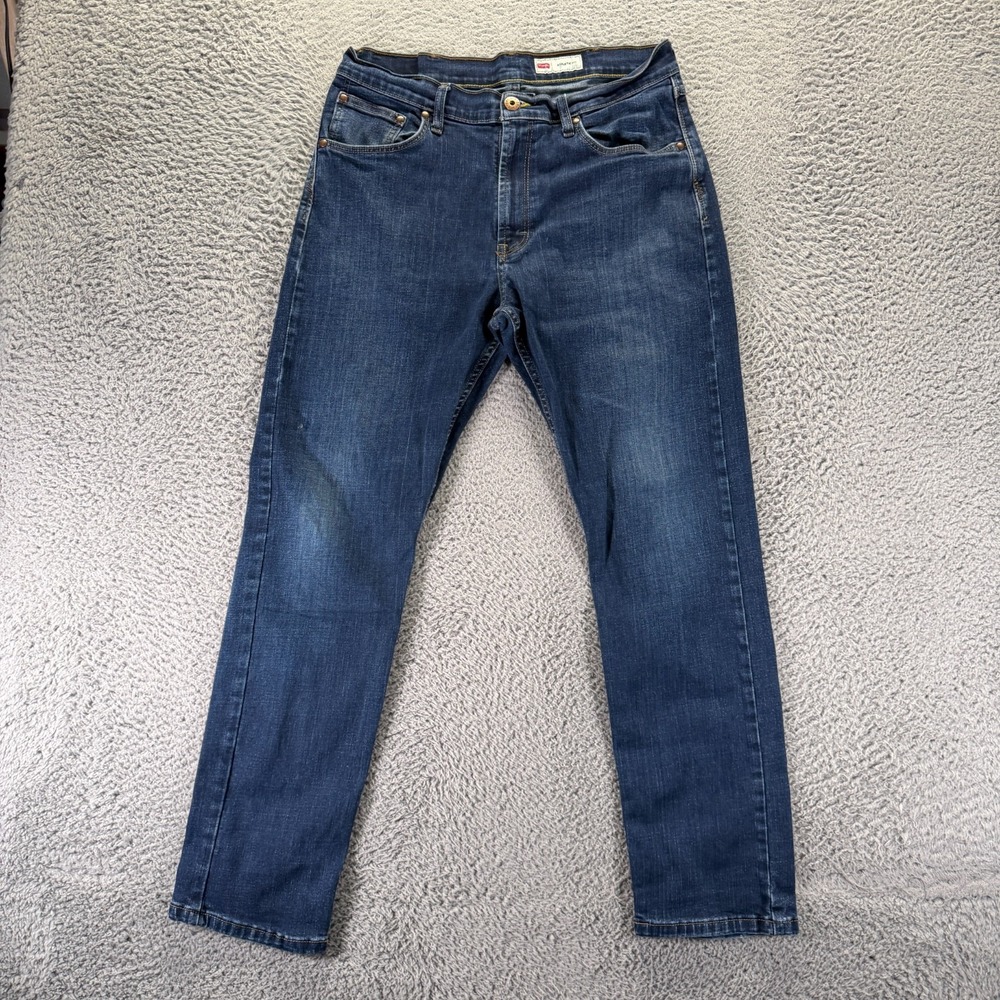 Wrangler Jeans Mens 34x32 Blue Cotton Denim Straight Tapered Athletic Stretch